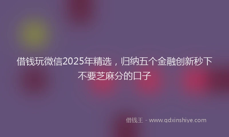 借钱玩微信2025年精选，归纳五个金融创新秒下不要芝麻分的口子