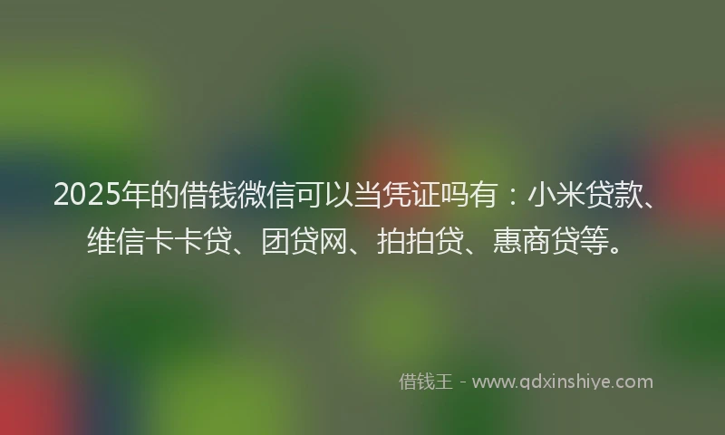 2025年的借钱微信可以当凭证吗有：小米贷款、维信卡卡贷、团贷网、拍拍贷、惠商贷等。