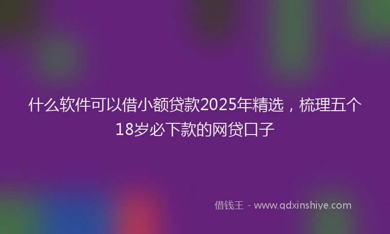 什么软件可以借小额贷款2025年精选，梳理五个18岁必下款的网贷口子
