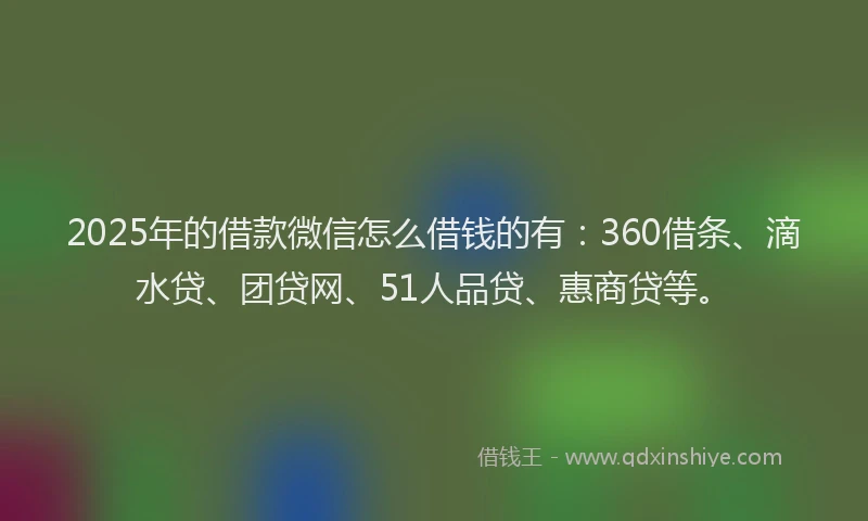 2025年的借款微信怎么借钱的有：360借条、滴水贷、团贷网、51人品贷、惠商贷等。