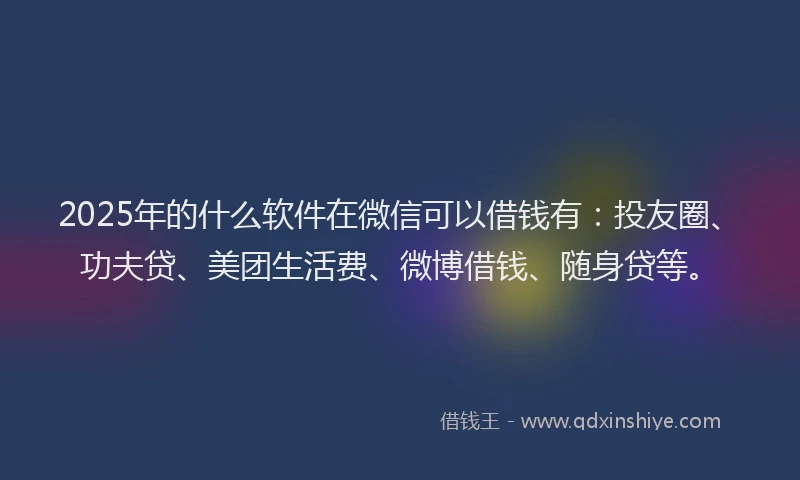 2025年的什么软件在微信可以借钱有：投友圈、功夫贷、美团生活费、微博借钱、随身贷等。