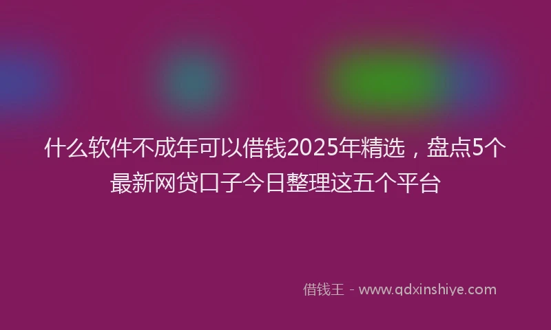 什么软件不成年可以借钱2025年精选，盘点5个最新网贷口子今日整理这五个平台