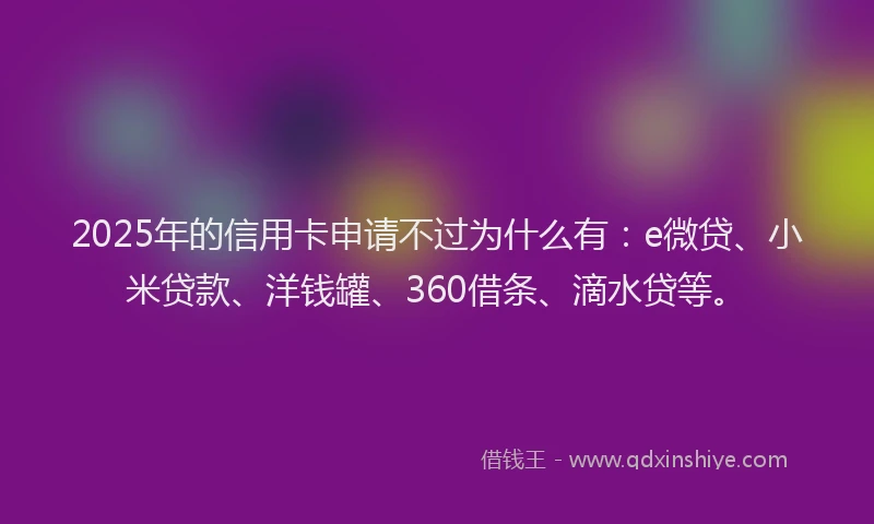 2025年的信用卡申请不过为什么有：e微贷、小米贷款、洋钱罐、360借条、滴水贷等。