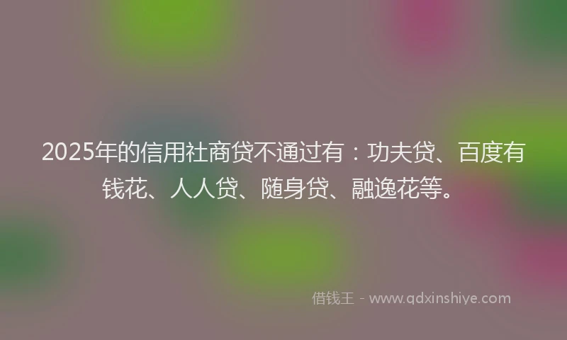 2025年的信用社商贷不通过有：功夫贷、百度有钱花、人人贷、随身贷、融逸花等。