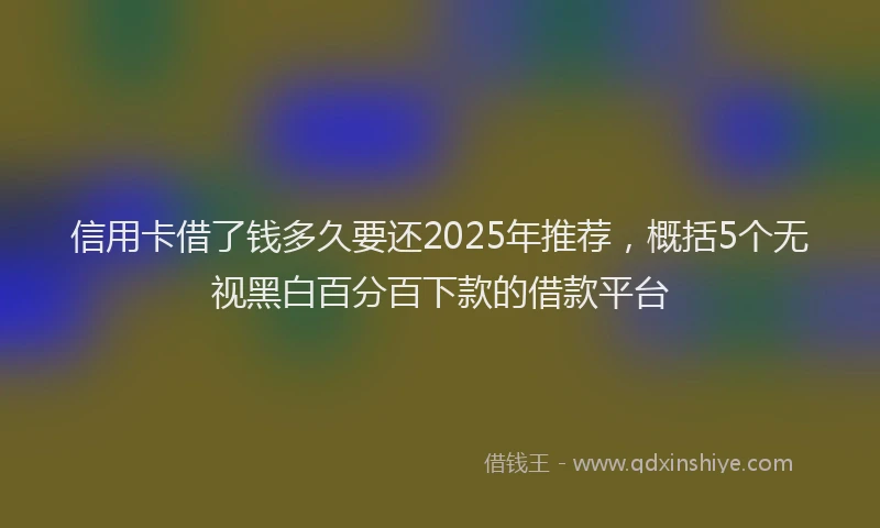 信用卡借了钱多久要还2025年推荐，概括5个无视黑白百分百下款的借款平台