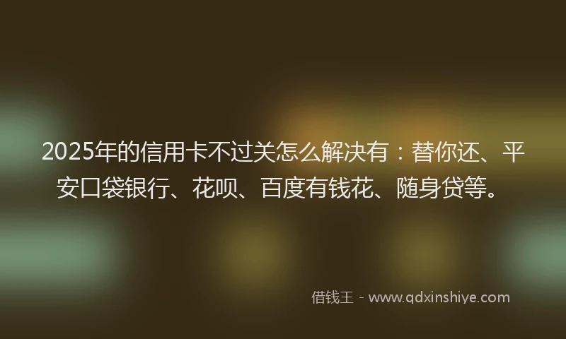 2025年的信用卡不过关怎么解决有：替你还、平安口袋银行、花呗、百度有钱花、随身贷等。
