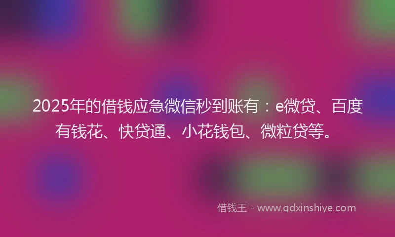 2025年的借钱应急微信秒到账有：e微贷、百度有钱花、快贷通、小花钱包、微粒贷等。