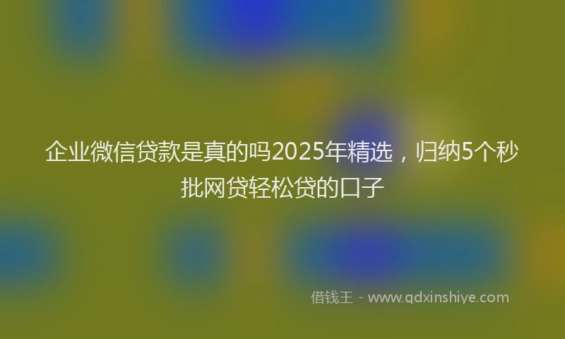 企业微信贷款是真的吗2025年精选，归纳5个秒批网贷轻松贷的口子