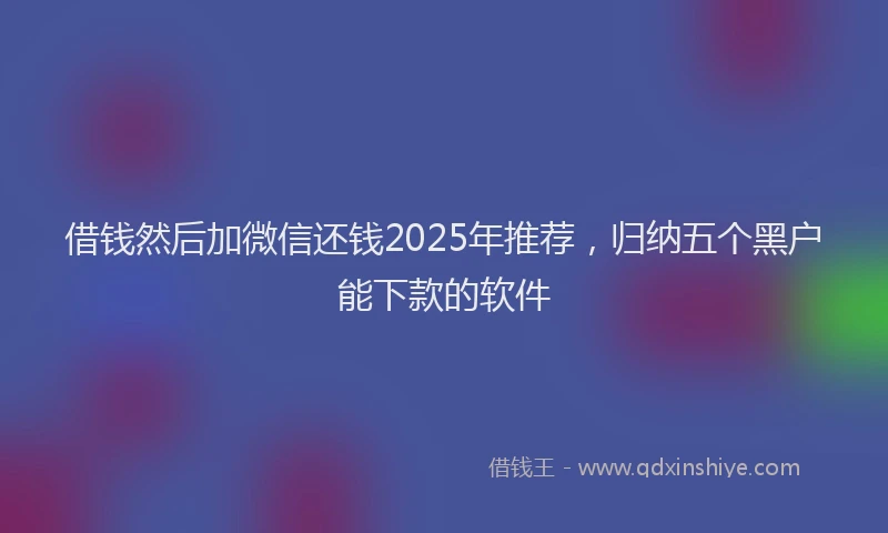 借钱然后加微信还钱2025年推荐，归纳五个黑户能下款的软件