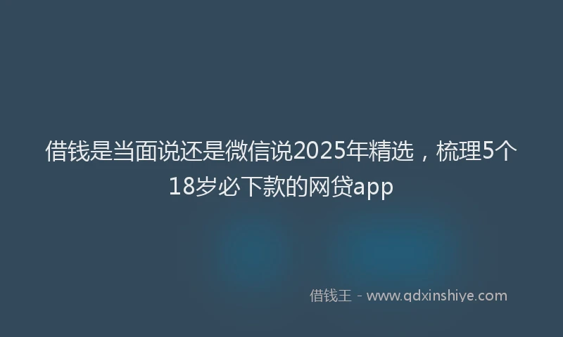 借钱是当面说还是微信说2025年精选，梳理5个18岁必下款的网贷app