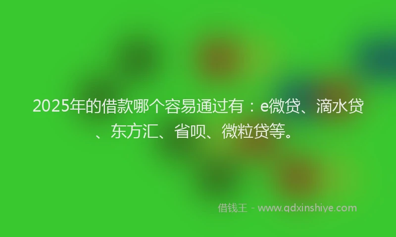 2025年的借款哪个容易通过有：e微贷、滴水贷、东方汇、省呗、微粒贷等。