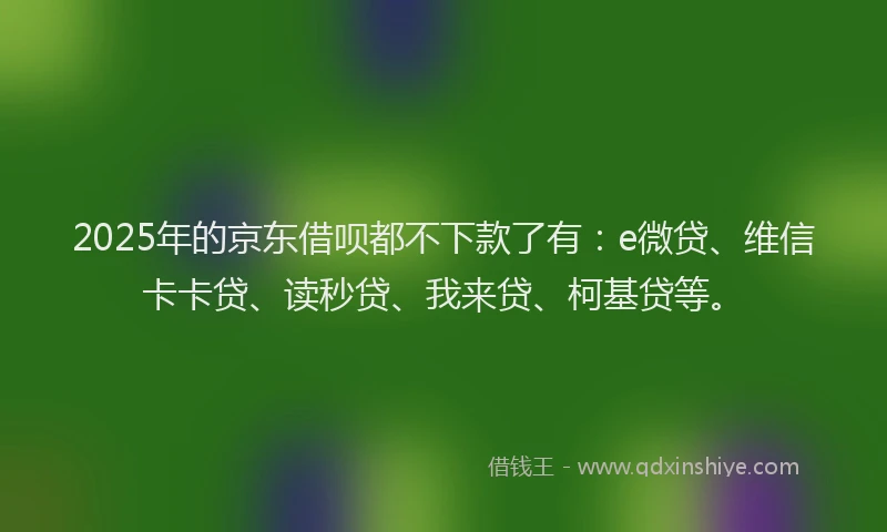 2025年的京东借呗都不下款了有：e微贷、维信卡卡贷、读秒贷、我来贷、柯基贷等。