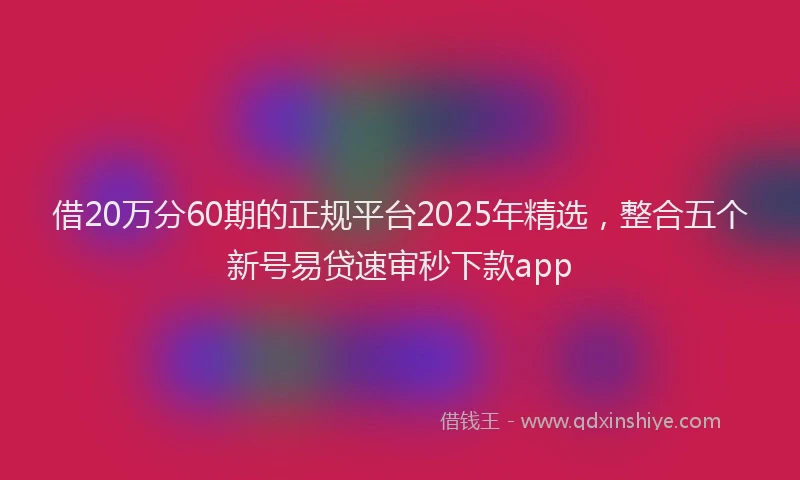 借20万分60期的正规平台2025年精选，整合五个新号易贷速审秒下款app