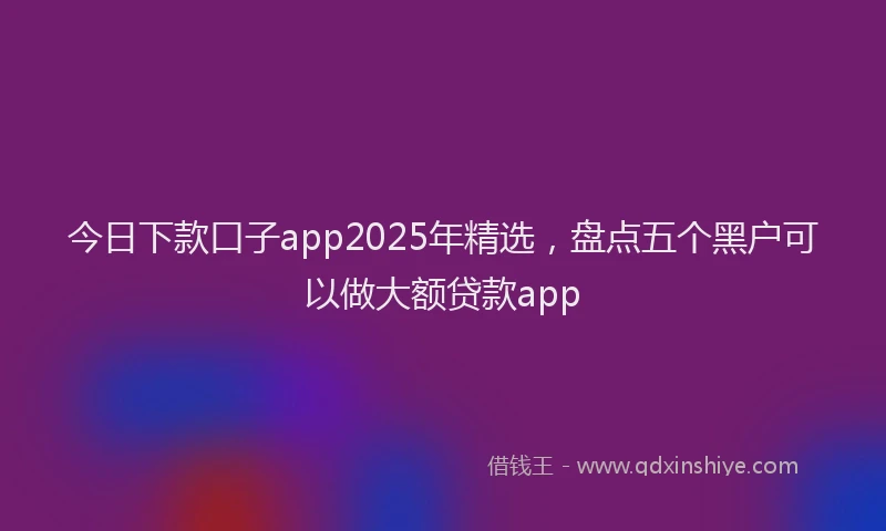 今日下款口子app2025年精选，盘点五个黑户可以做大额贷款app