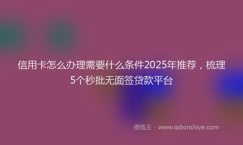 信用卡怎么办理需要什么条件2025年推荐，梳理5个秒批无面签贷款平台