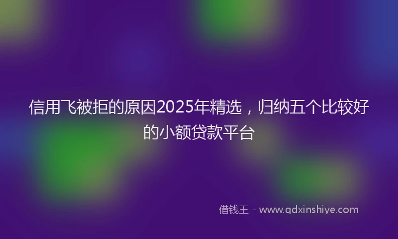 信用飞被拒的原因2025年精选，归纳五个比较好的小额贷款平台