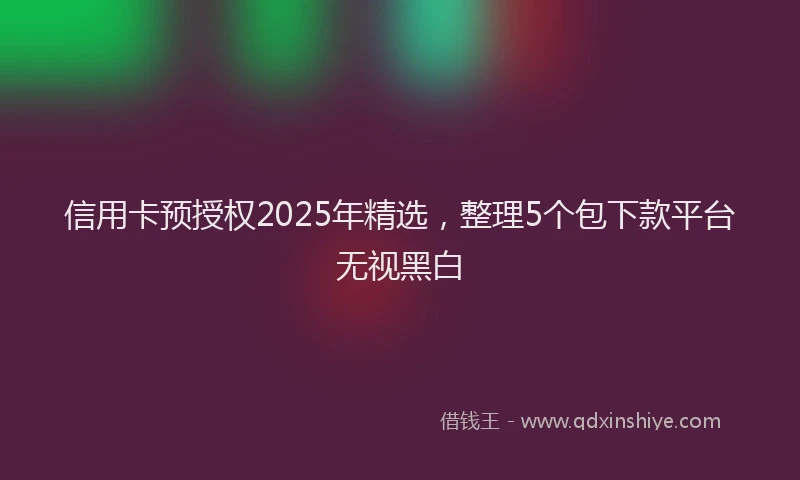 信用卡预授权2025年精选，整理5个包下款平台无视黑白