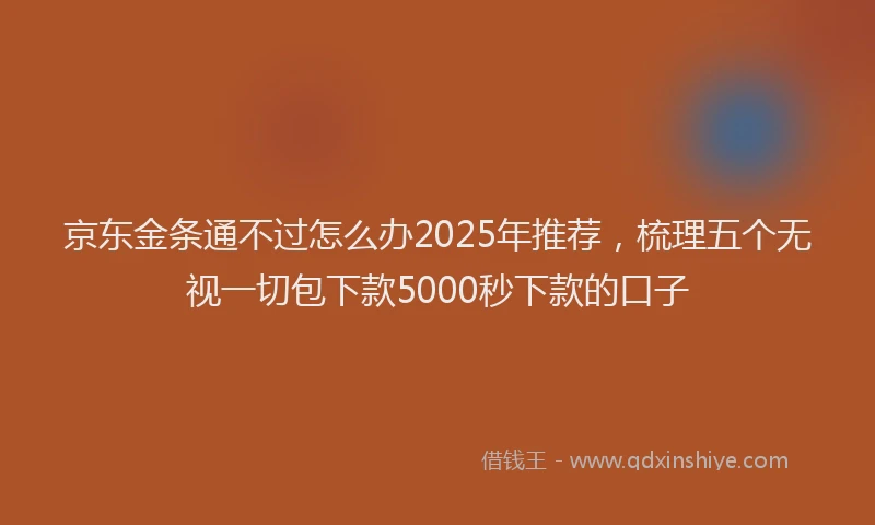 京东金条通不过怎么办2025年推荐，梳理五个无视一切包下款5000秒下款的口子