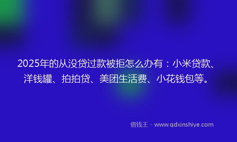 2025年的从没贷过款被拒怎么办有：小米贷款、洋钱罐、拍拍贷、美团生活费、小花钱包等。