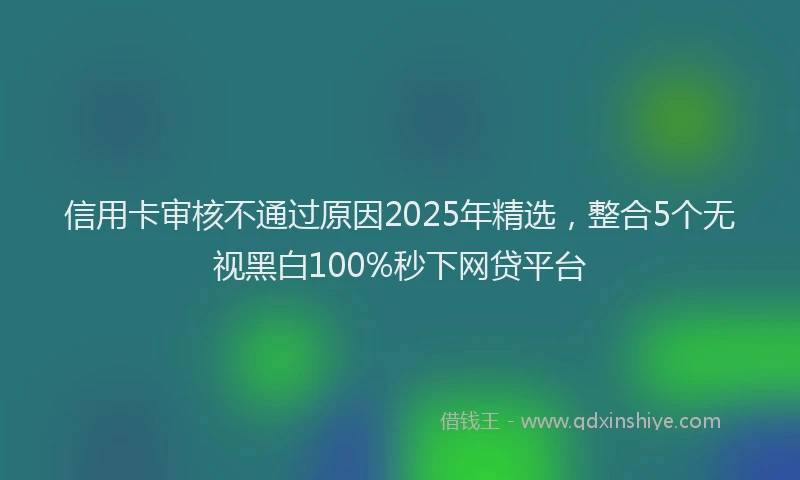 信用卡审核不通过原因2025年精选，整合5个无视黑白100%秒下网贷平台