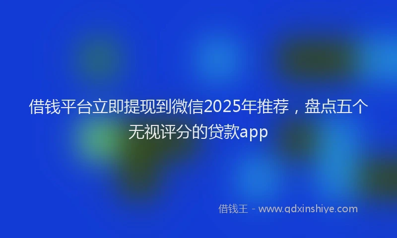 借钱平台立即提现到微信2025年推荐，盘点五个无视评分的贷款app