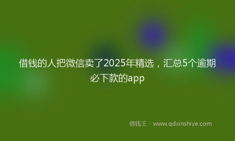 借钱的人把微信卖了2025年精选，汇总5个逾期必下款的app