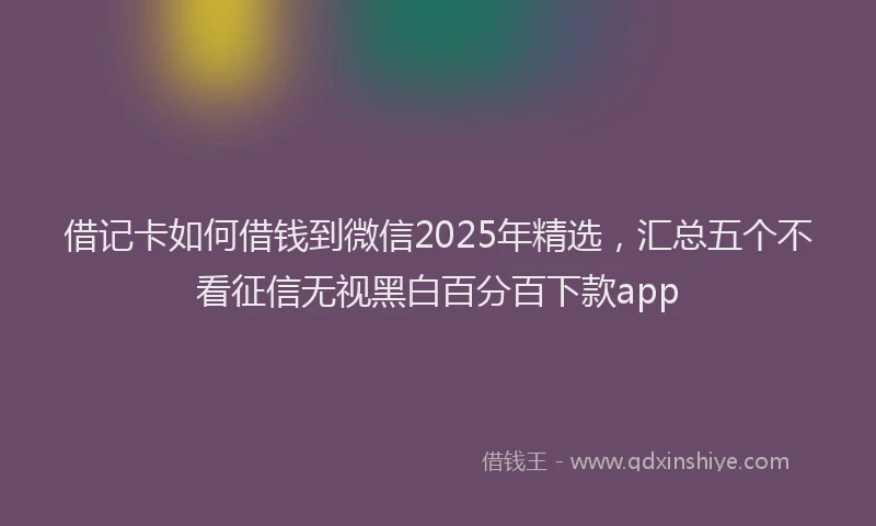 借记卡如何借钱到微信2025年精选，汇总五个不看征信无视黑白百分百下款app