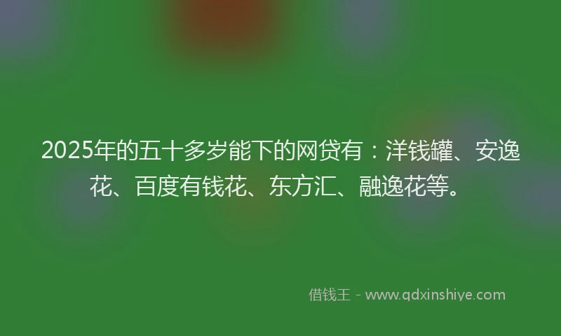 2025年的五十多岁能下的网贷有：洋钱罐、安逸花、百度有钱花、东方汇、融逸花等。