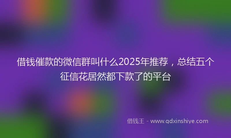 借钱催款的微信群叫什么2025年推荐，总结五个征信花居然都下款了的平台