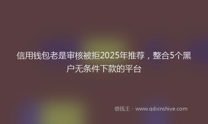 信用钱包老是审核被拒2025年推荐，整合5个黑户无条件下款的平台
