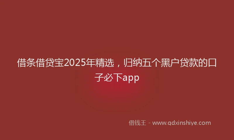 借条借贷宝2025年精选，归纳五个黑户贷款的口子必下app