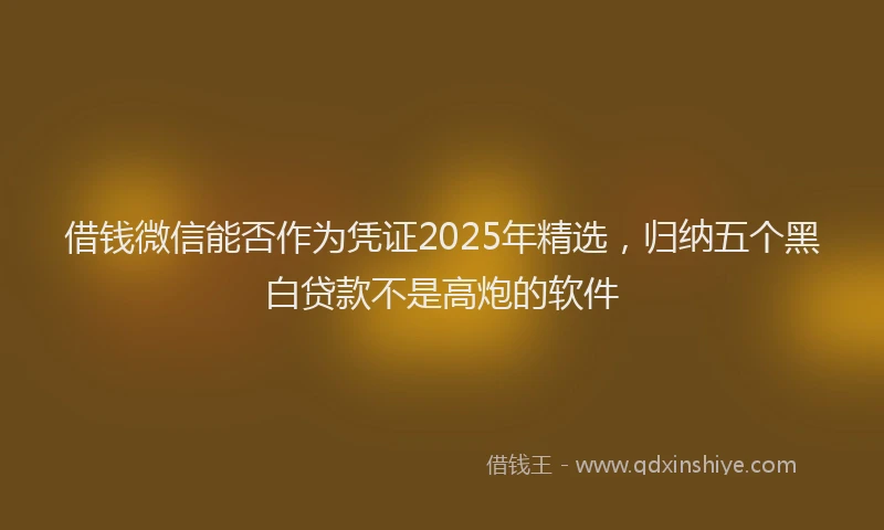 借钱微信能否作为凭证2025年精选，归纳五个黑白贷款不是高炮的软件