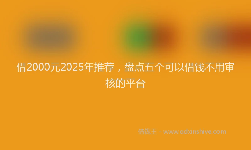 借2000元2025年推荐，盘点五个可以借钱不用审核的平台