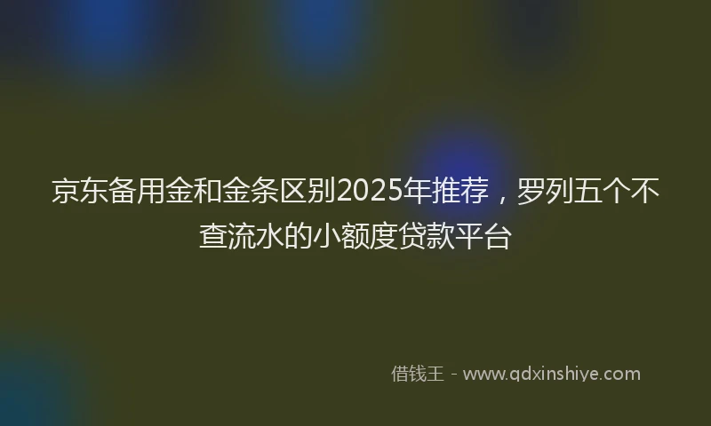 京东备用金和金条区别2025年推荐，罗列五个不查流水的小额度贷款平台