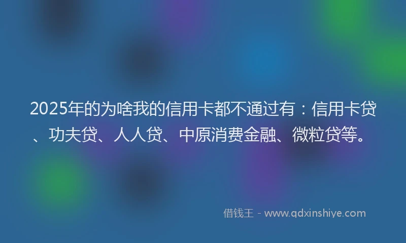 2025年的为啥我的信用卡都不通过有：信用卡贷、功夫贷、人人贷、中原消费金融、微粒贷等。