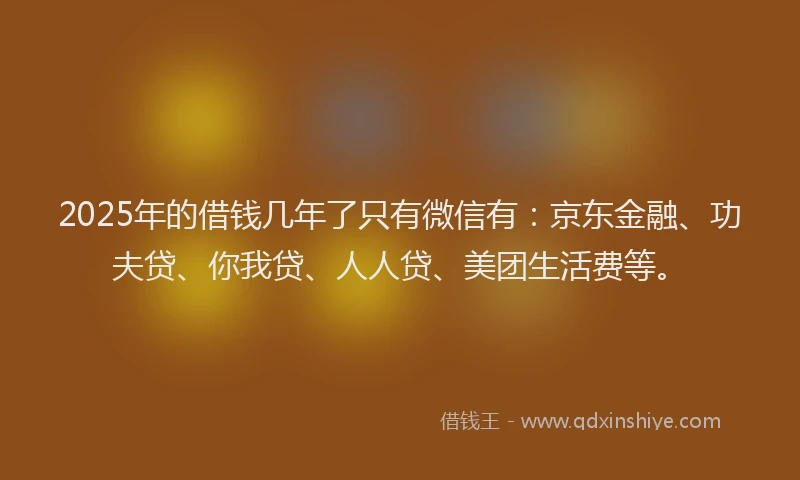 2025年的借钱几年了只有微信有：京东金融、功夫贷、你我贷、人人贷、美团生活费等。