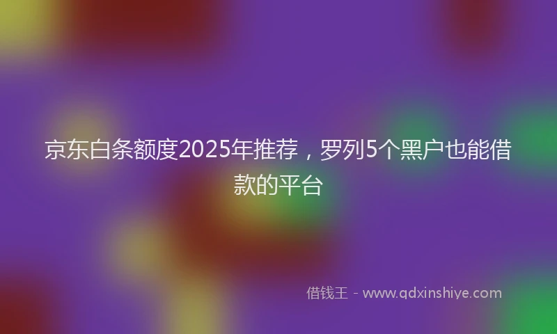 京东白条额度2025年推荐，罗列5个黑户也能借款的平台