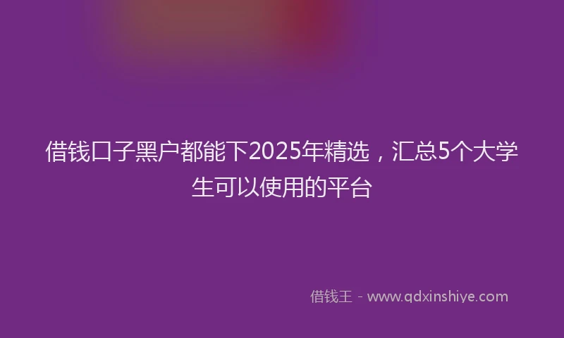 借钱口子黑户都能下2025年精选，汇总5个大学生可以使用的平台