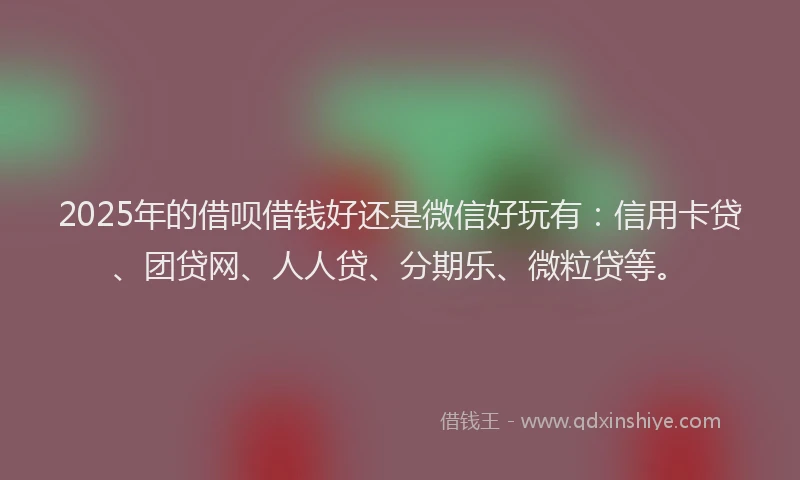 2025年的借呗借钱好还是微信好玩有：信用卡贷、团贷网、人人贷、分期乐、微粒贷等。