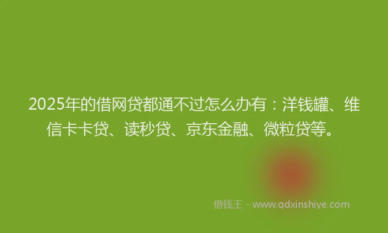 2025年的借网贷都通不过怎么办有：洋钱罐、维信卡卡贷、读秒贷、京东金融、微粒贷等。