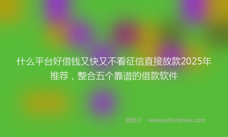 什么平台好借钱又快又不看征信直接放款2025年推荐，整合五个靠谱的借款软件