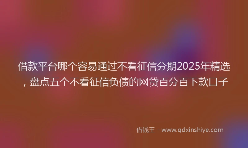 借款平台哪个容易通过不看征信分期2025年精选，盘点五个不看征信负债的网贷百分百下款口子