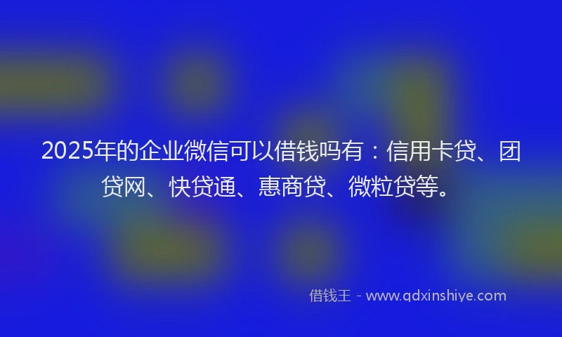 2025年的企业微信可以借钱吗有：信用卡贷、团贷网、快贷通、惠商贷、微粒贷等。