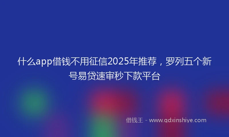 什么app借钱不用征信2025年推荐，罗列五个新号易贷速审秒下款平台
