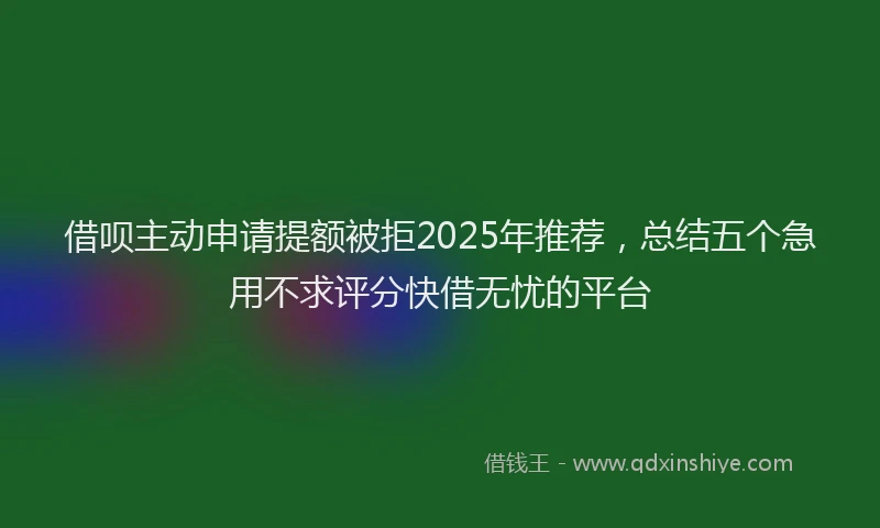 借呗主动申请提额被拒2025年推荐，总结五个急用不求评分快借无忧的平台
