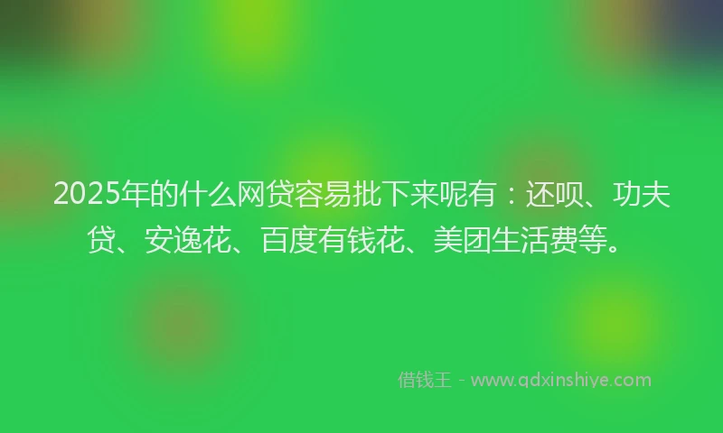 2025年的什么网贷容易批下来呢有：还呗、功夫贷、安逸花、百度有钱花、美团生活费等。