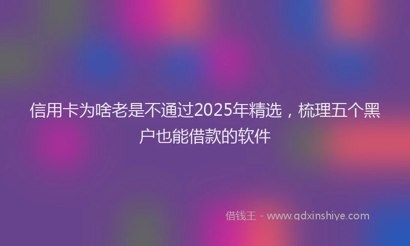 信用卡为啥老是不通过2025年精选，梳理五个黑户也能借款的软件