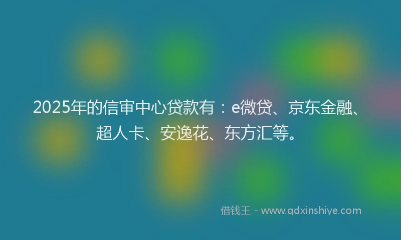 2025年的信审中心贷款有：e微贷、京东金融、超人卡、安逸花、东方汇等。