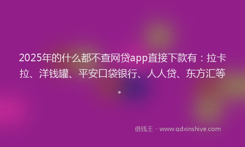 2025年的什么都不查网贷app直接下款有：拉卡拉、洋钱罐、平安口袋银行、人人贷、东方汇等。