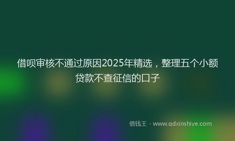 借呗审核不通过原因2025年精选，整理五个小额贷款不查征信的口子